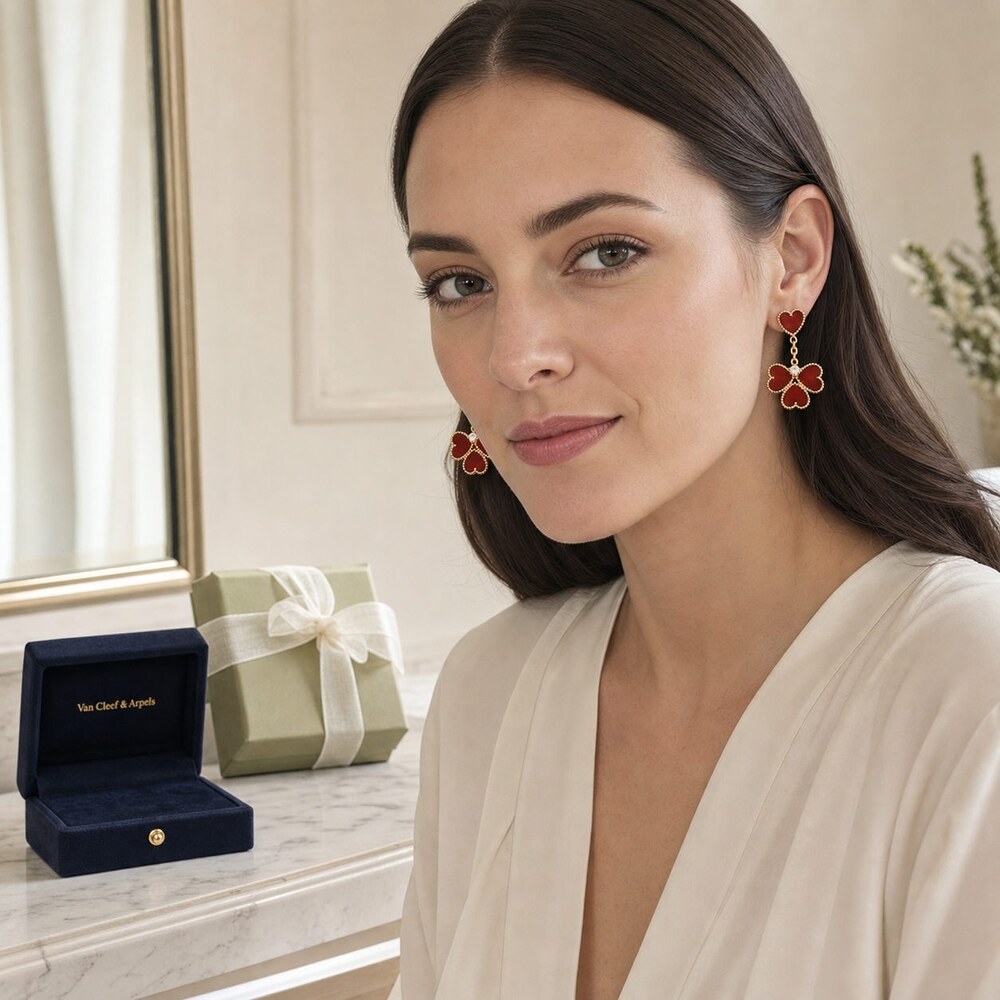 Van Cleef & Arpels Elegant Signature Earrings Style 5 | New with Box - Picture 8 of 9